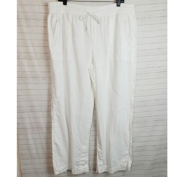 Athleta Retreat Linen Wide Leg Pants in White Calla Lily, sz 16 - Picture 1 of 16